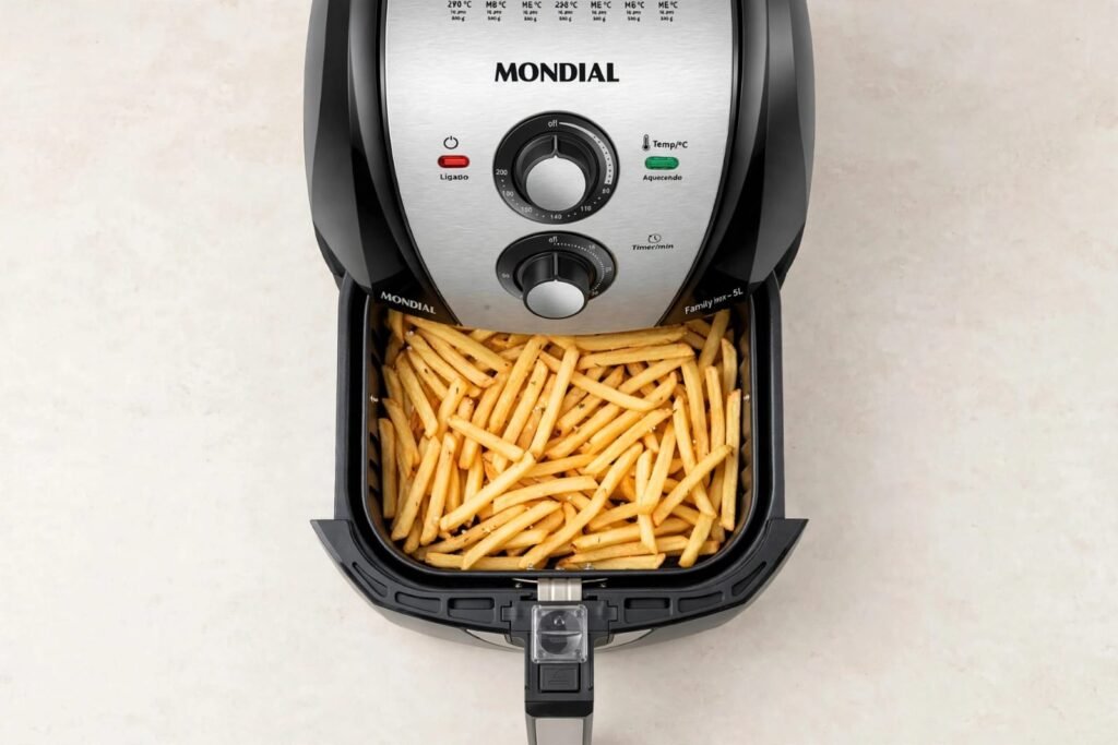 Batatas fritas preparadas na Air Fryer Mondial AFN-50-BI