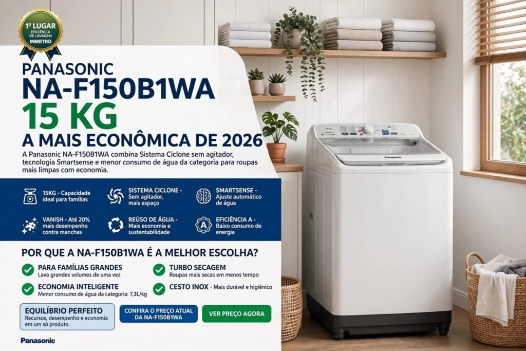 As 7 Melhores Máquinas de Lavar para Comprar em 2026 3 Máquina de lavar Panasonic NA-F150B1WA de 15 kg