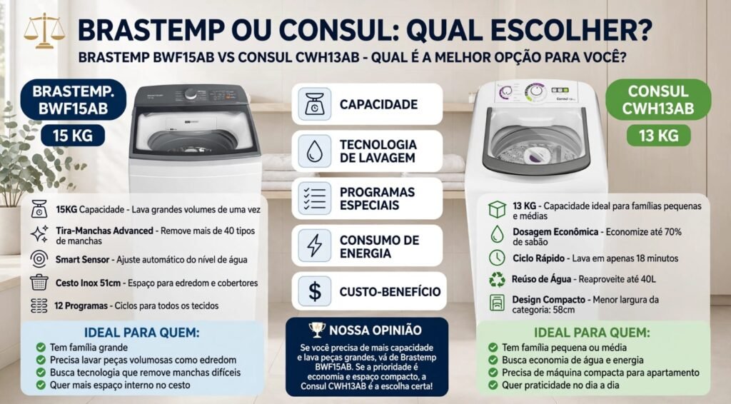 As 7 Melhores Máquinas de Lavar para Comprar em 2026 9 Comparação entre máquinas de lavar Brastemp e Consul