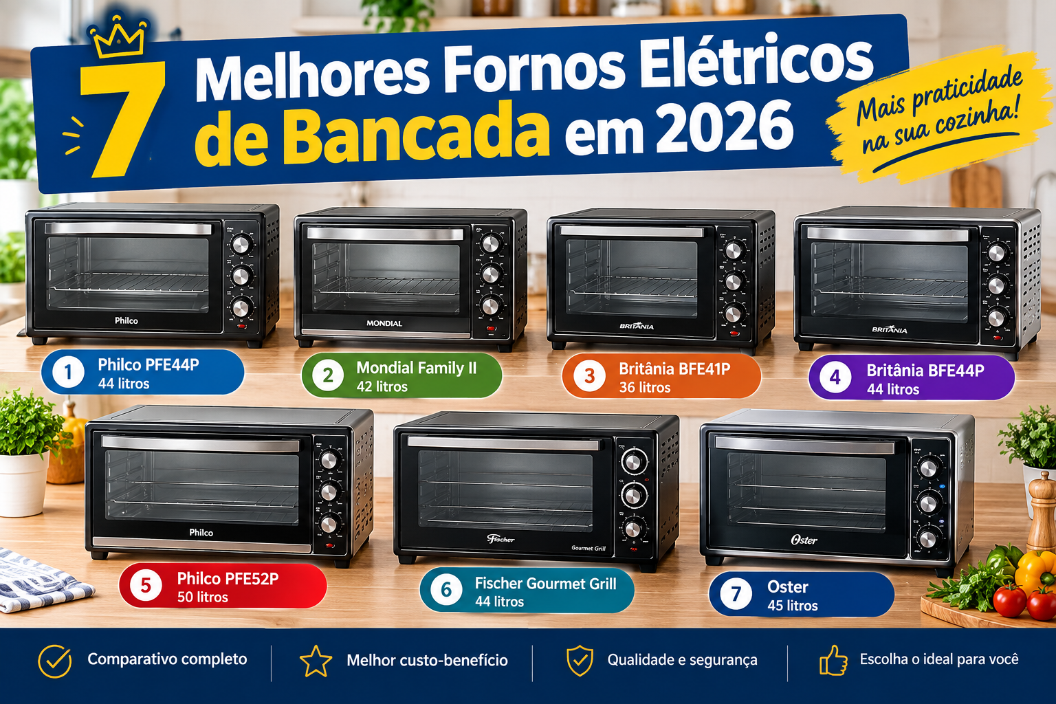 7 melhores fornos elétricos de bancada em 2026