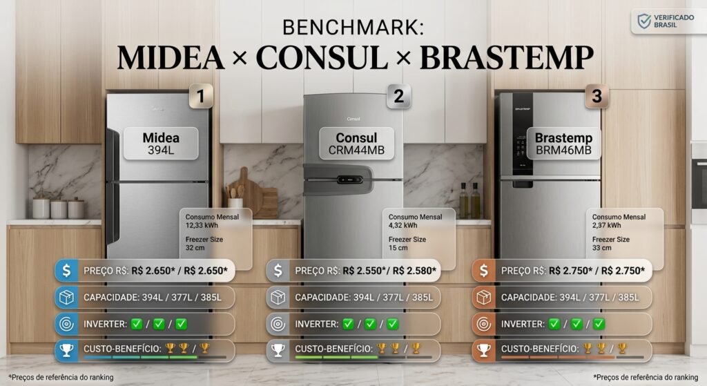 As 7 Melhores Geladeiras Frost Free para Comprar em 2026: Ranking por Preço e Custo-Benefício 3 as 3 melhores geladeiras Frost Free